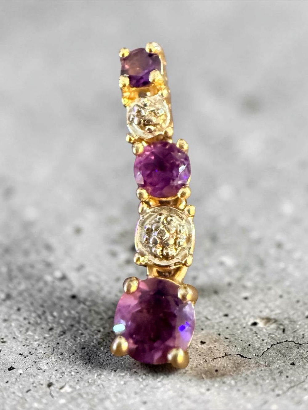 Ross Simons 925 Sterling Silver Vermeil Amethyst & Diamond Vintage Accent Penda